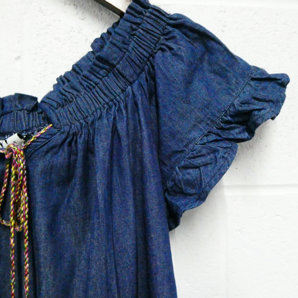 Wrapper Off the Shoulders Chambray Summer Dress‎ Medium